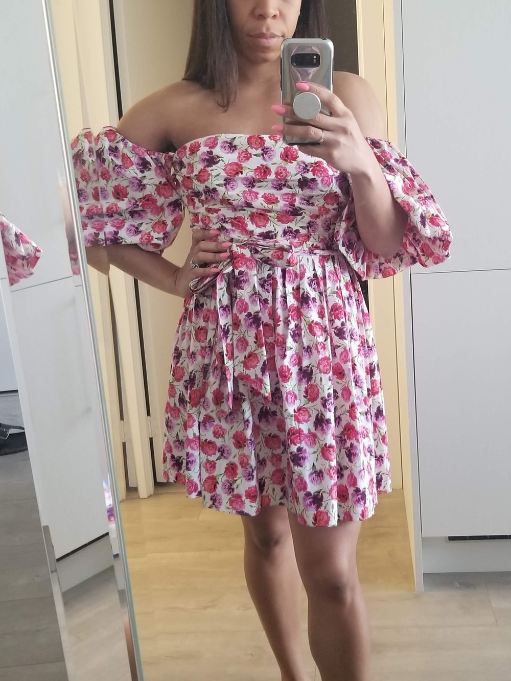 Zara Pink & Purple Floral Mini Dress - Picture 3 of 9